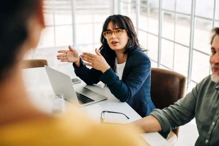 woman speaking in meeting
