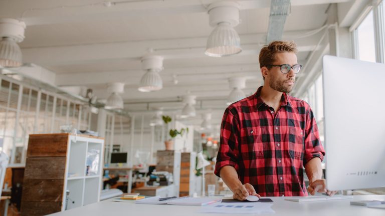man working open office