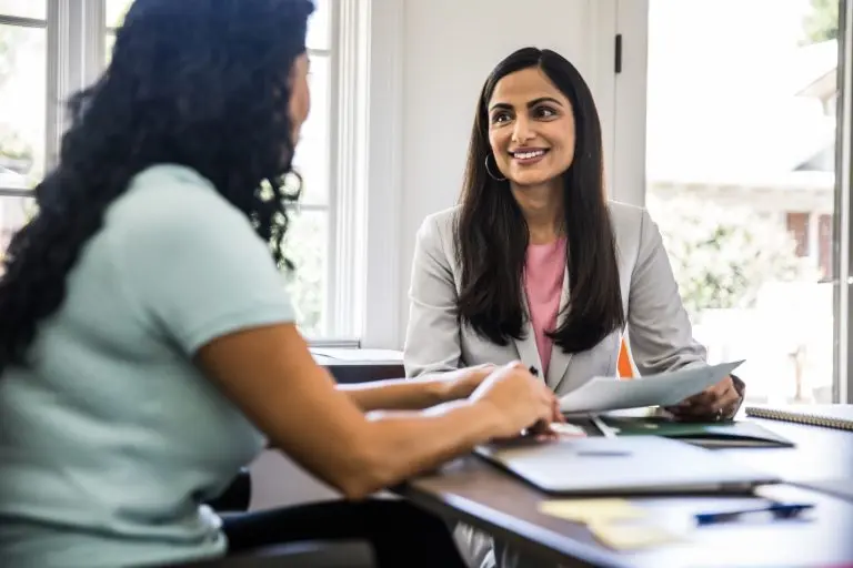 two women in discussion