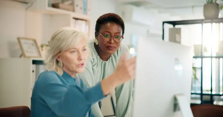 two women at computer