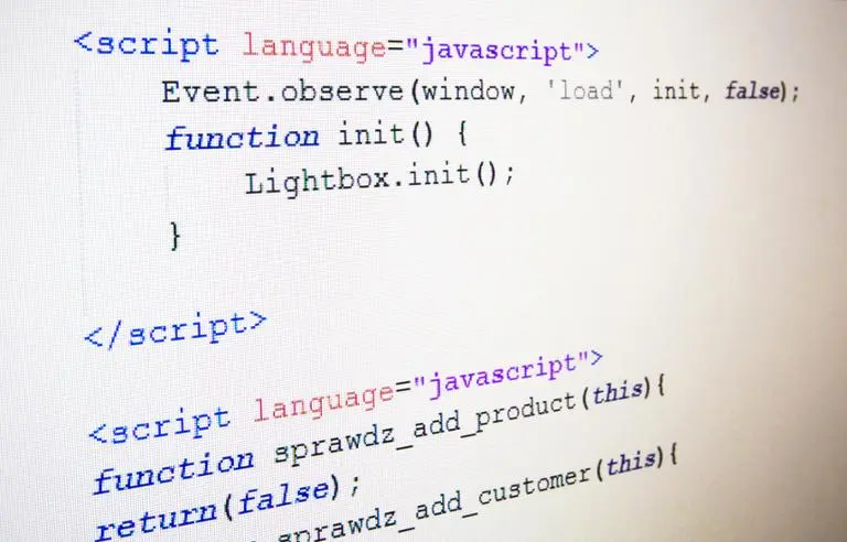 javascript code on screen