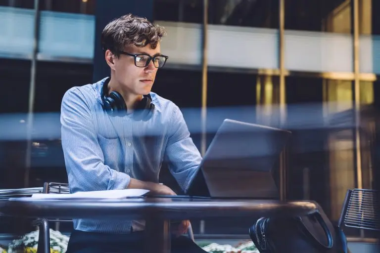 man working on laptop