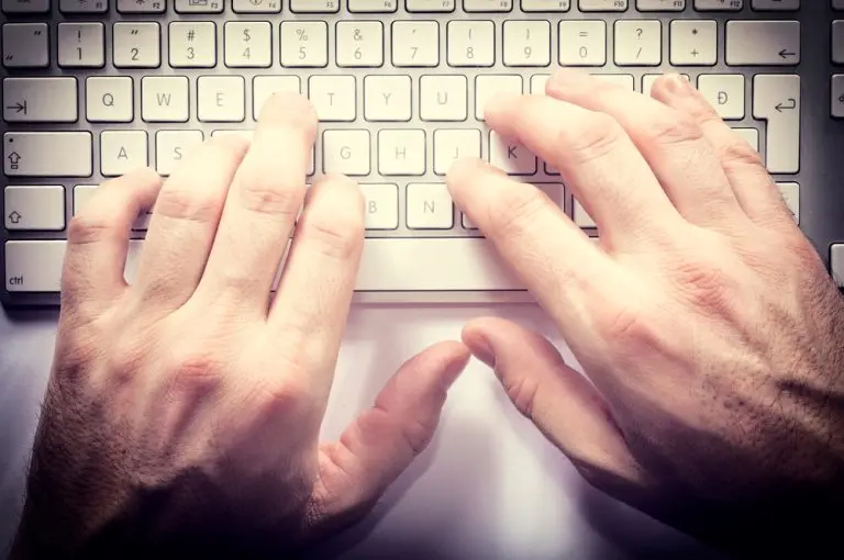 typing on computer keyboard