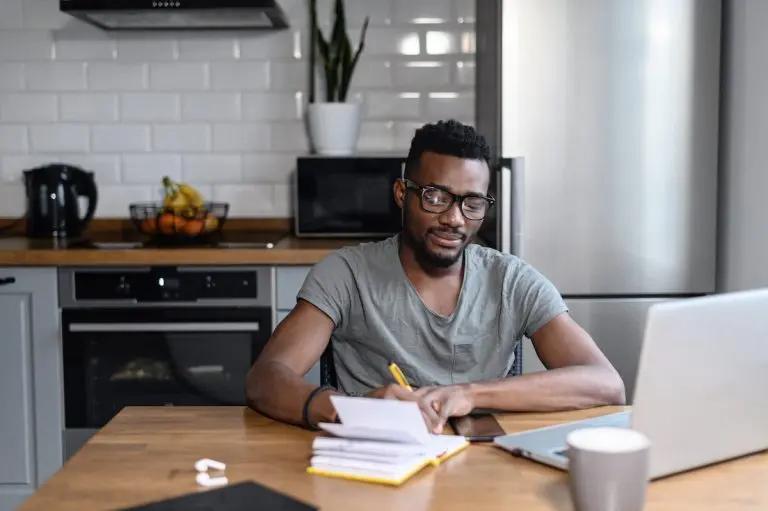 man working at home