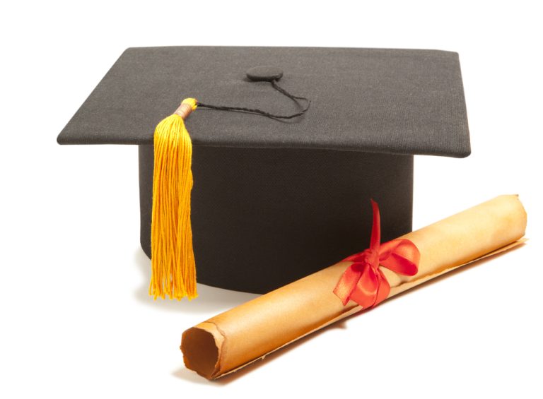 graduation cap and diploma