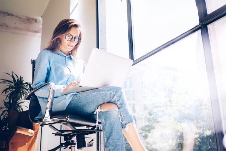 woman working on laptop
