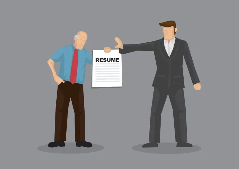 Two men discussing resume illustration