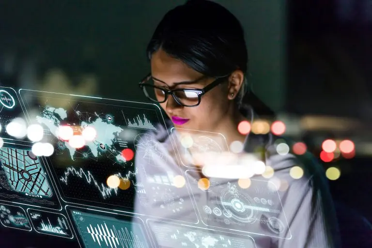 woman with digital interface