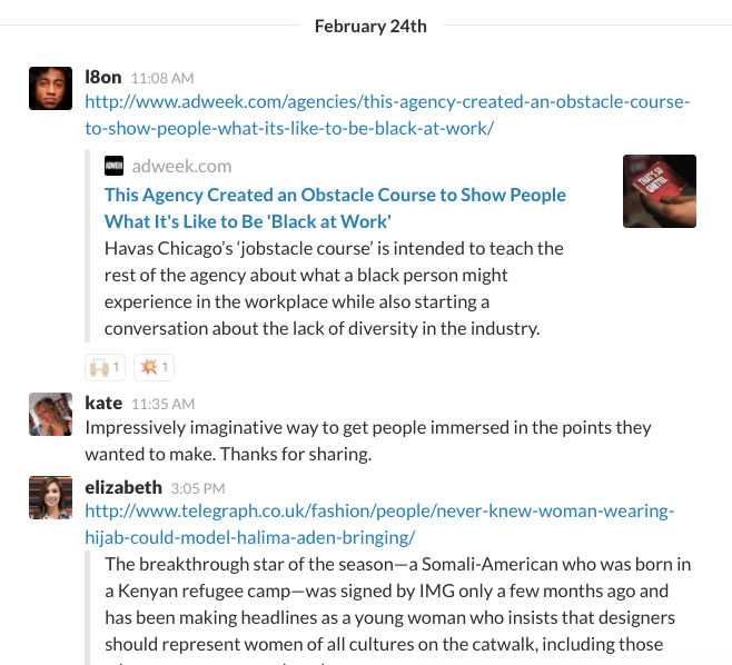 Chat interface displays messages discussing diversity, workplace inclusion and bias.