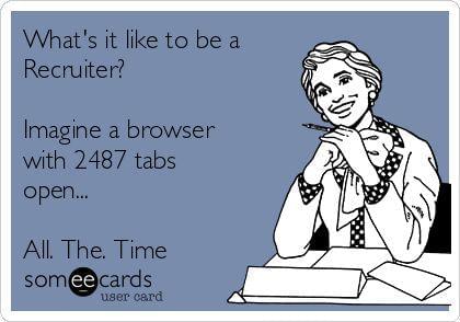 Humorous recruiter meme illustration - “What’s it like to be a recruiter?”