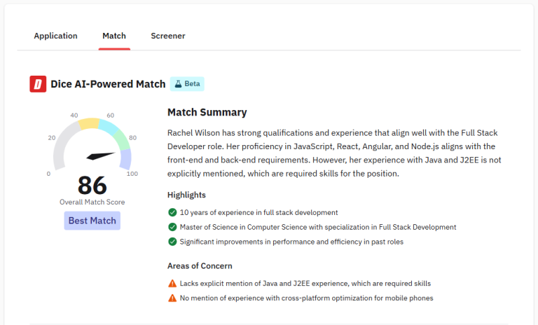 AI Applicant Score & Application Management Filters